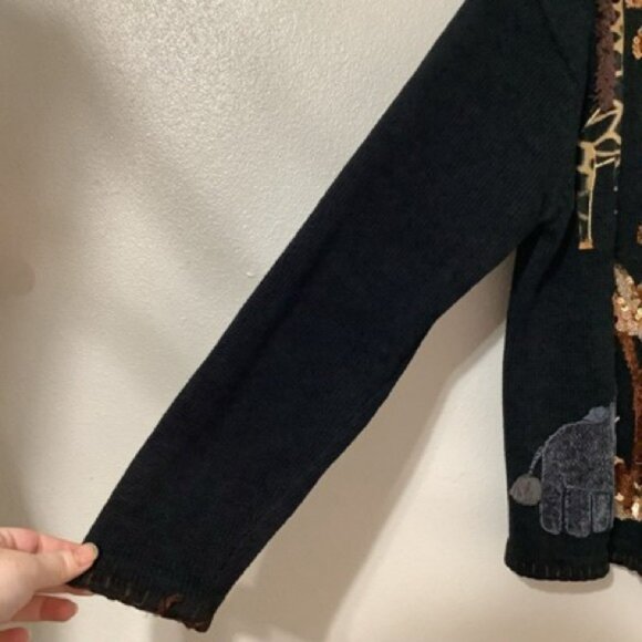 Chico's Black Sweater with Animal Embroidery - Picture 4 of 8